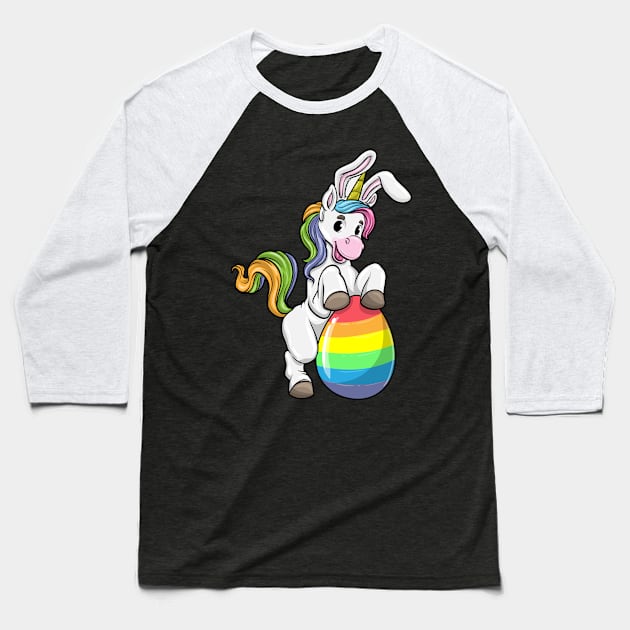 Unicorn as Easter bunny with Easter egg Baseball T-Shirt by Markus Schnabel